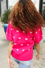 Load image into Gallery viewer, Be Mine Pink &amp; White Heart Oversized Jacquard Sweater
