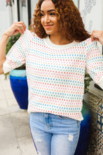 Load image into Gallery viewer, Spread Joy Ivory &amp; Multicolor Jacquard Bubble Sleeve Sweater
