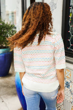 Load image into Gallery viewer, Spread Joy Ivory &amp; Multicolor Jacquard Bubble Sleeve Sweater
