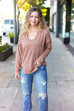 Load image into Gallery viewer, Eyes On You Mineral Wash Rib Notch Neck Pocketed Top in Camel
