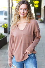 Load image into Gallery viewer, Eyes On You Mineral Wash Rib Notch Neck Pocketed Top in Camel
