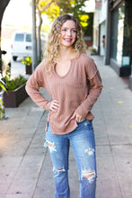 Load image into Gallery viewer, Eyes On You Mineral Wash Rib Notch Neck Pocketed Top in Camel
