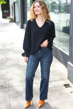 Load image into Gallery viewer, Hello Beautiful Smocked Bubble Sleeve Woven Top in Black
