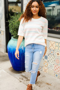 The Perfect Find Dolman Short Sleeve Crochet Sweater Top in Beige