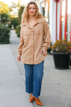 Load image into Gallery viewer, Good Times Camel Terry Oversized Shirt Shacket
