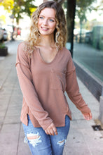 Load image into Gallery viewer, Eyes On You Mineral Wash Rib Notch Neck Pocketed Top in Camel
