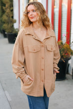 Load image into Gallery viewer, Good Times Camel Terry Oversized Shirt Shacket
