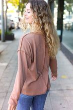 Load image into Gallery viewer, Eyes On You Mineral Wash Rib Notch Neck Pocketed Top in Camel
