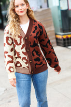 Load image into Gallery viewer, Taupe &amp; Sepia Leopard Print Color Block Cardigan
