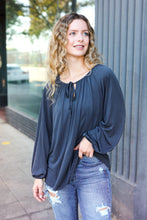 Load image into Gallery viewer, Versatile Front Tie Modal Knit Peasant Top in Charcoal
