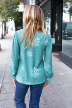 Load image into Gallery viewer, Holiday Ready Snowflake Brushed Hacci Sweater Top in Green
