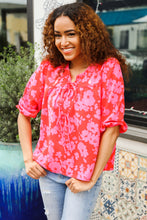 Load image into Gallery viewer, New Day Red Ribbon Bow Detail Floral Woven Blouse
