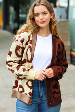 Load image into Gallery viewer, Taupe &amp; Sepia Leopard Print Color Block Cardigan
