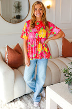 Load image into Gallery viewer, Time For Sun Drop Shoulder Babydoll Top in Fuchsia Floral
