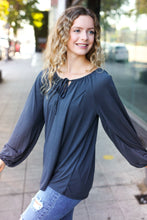 Load image into Gallery viewer, Versatile Front Tie Modal Knit Peasant Top in Charcoal
