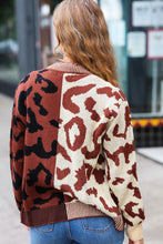 Load image into Gallery viewer, Taupe &amp; Sepia Leopard Print Color Block Cardigan
