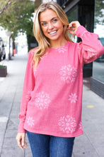 Load image into Gallery viewer, Holiday Ready Snowflake Brushed Hacci Sweater Top in Red
