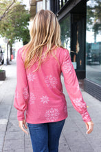 Load image into Gallery viewer, Holiday Ready Snowflake Brushed Hacci Sweater Top in Red
