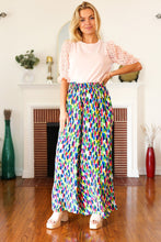 Load image into Gallery viewer, Stand Out Navy &amp; Green Abstract Print Smocked Waist Palazzo Pants
