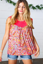 Load image into Gallery viewer, The Coral Reef  Jacquard Lace Paisley Print Tank Top in Coral
