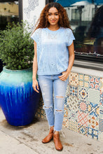 Load image into Gallery viewer, The Perfect Find Dolman Short Sleeve Crochet Sweater Top in Sky Blue
