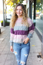 Load image into Gallery viewer, Fall For You Multicolor Stripe Cable Knit Mock Neck Sweater in Mauve
