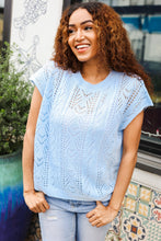 Load image into Gallery viewer, The Perfect Find Dolman Short Sleeve Crochet Sweater Top in Sky Blue
