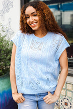 Load image into Gallery viewer, The Perfect Find Dolman Short Sleeve Crochet Sweater Top in Sky Blue
