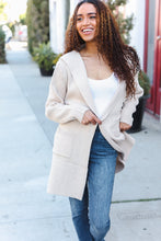 Load image into Gallery viewer, Taupe Open Sweater Cardigan Hoodie With Pockets
