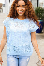 Load image into Gallery viewer, The Perfect Find Dolman Short Sleeve Crochet Sweater Top in Sky Blue
