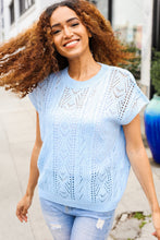 Load image into Gallery viewer, The Perfect Find Dolman Short Sleeve Crochet Sweater Top in Sky Blue
