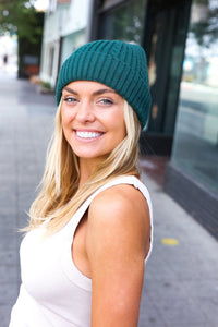 Cable Knit Beanie in Emerald