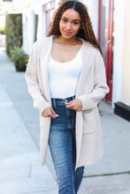 Load image into Gallery viewer, Taupe Open Sweater Cardigan Hoodie With Pockets
