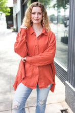 Load image into Gallery viewer, Everyday Rust Button Down Sharkbite Cotton Tunic Top
