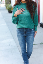 Load image into Gallery viewer, Stay Awhile Brushed Melange Puff Short Sleeve Sweater in Green
