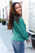 Load image into Gallery viewer, Stay Awhile Brushed Melange Puff Short Sleeve Sweater in Green
