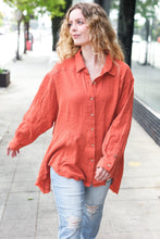 Load image into Gallery viewer, Everyday Rust Button Down Sharkbite Cotton Tunic Top
