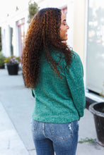 Load image into Gallery viewer, Stay Awhile Brushed Melange Puff Short Sleeve Sweater in Green
