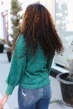 Load image into Gallery viewer, Stay Awhile Brushed Melange Puff Short Sleeve Sweater in Green
