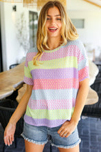 Load image into Gallery viewer, Stand Out Lavender &amp; Pink Striped Textured Waffle Knit Top

