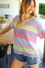 Load image into Gallery viewer, Stand Out Lavender &amp; Pink Striped Textured Waffle Knit Top
