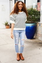 Load image into Gallery viewer, You&#39;ve Got This Ivory &amp; Black Wavy Stripe Pattern Sweater Top
