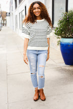 Load image into Gallery viewer, You&#39;ve Got This Ivory &amp; Black Wavy Stripe Pattern Sweater Top
