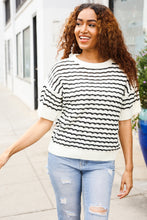 Load image into Gallery viewer, You&#39;ve Got This Ivory &amp; Black Wavy Stripe Pattern Sweater Top
