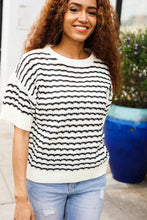 Load image into Gallery viewer, You&#39;ve Got This Ivory &amp; Black Wavy Stripe Pattern Sweater Top
