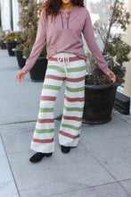 Load image into Gallery viewer, Holiday Vibes Rose &amp; Green Fleece Plaid Drawstring Jogger
