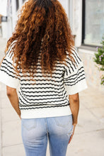 Load image into Gallery viewer, You&#39;ve Got This Ivory &amp; Black Wavy Stripe Pattern Sweater Top
