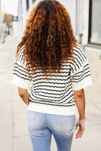 Load image into Gallery viewer, You&#39;ve Got This Ivory &amp; Black Wavy Stripe Pattern Sweater Top
