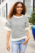 Load image into Gallery viewer, You&#39;ve Got This Ivory &amp; Black Wavy Stripe Pattern Sweater Top
