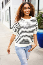 Load image into Gallery viewer, You&#39;ve Got This Ivory &amp; Black Wavy Stripe Pattern Sweater Top
